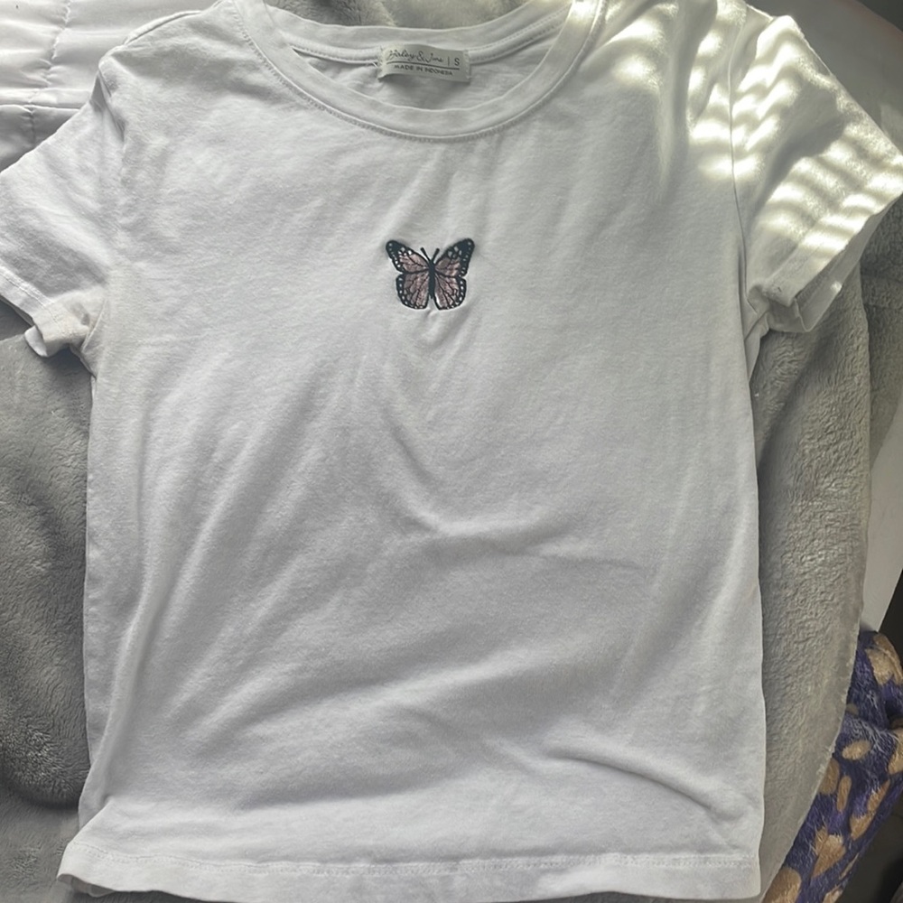 Haley & June Butterfly Cropped Baby Tee